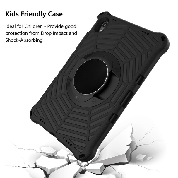 Spider Web Texture Heat Dissipation Anti-Drop Impact-Resistant Tablet Case Kickstand EVA Cover with Shoulder Strap for Lenovo Tab P11 TB-J606F / Tab P11 5G - Black