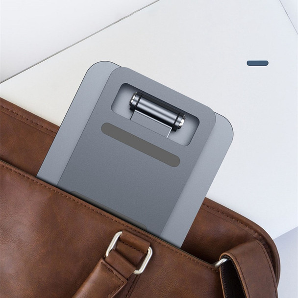 LK 360 Degree Rotatable Double Folding Stand Aluminum Alloy Desktop Bracket for Mobile Phone Tablet - Dark Grey