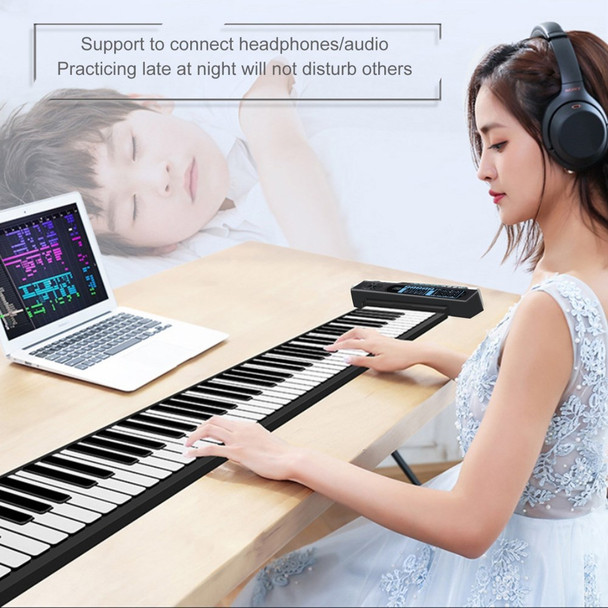 Roll Up Piano Keyboard 88 Key Soft Silicone Electronic Keyboard with MIDI Recording Editing Playback Sustain