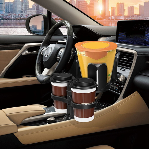 Multifunctional Car Cup Holder Expander Adapter Adjustable Organizer for Snack Bottles Coffee Cups Drinks - Black