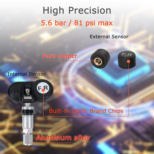 Wireless Tire Pressure Monitoring System Solar Powered TPMS 5 Alarm Modes Tire Pressure