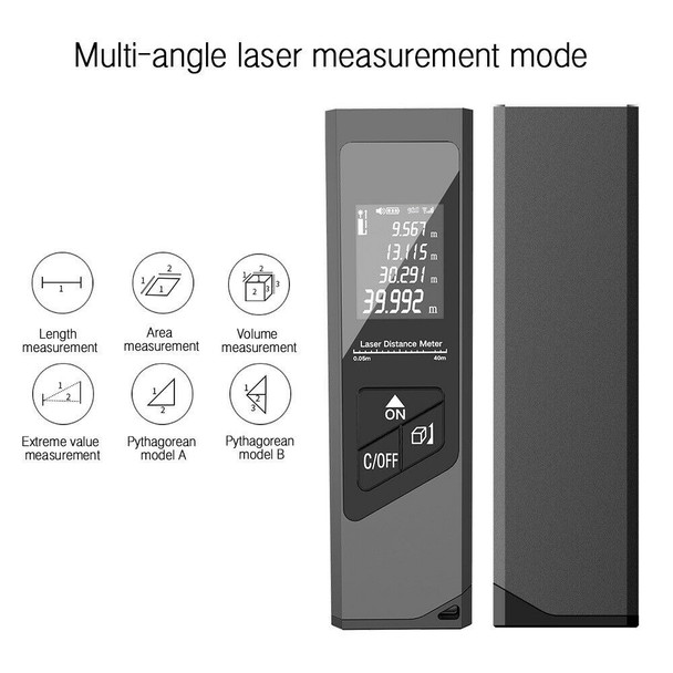 40m Smart Digital Laser Distance Meter Range Finder USB Charging Rangefinder Handheld Distance Measuring Meter