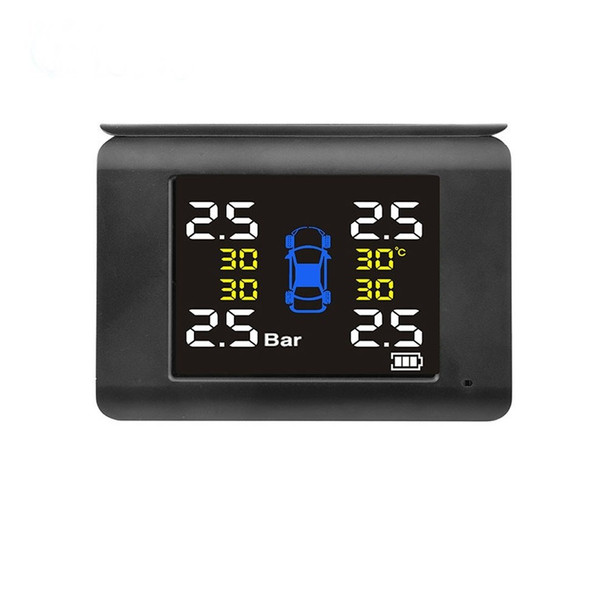 LCD High Precision Large Display Solar Wireless Tire Pressure Monitor TPMS Tire Pressure Detector Car Tyre Monitoring System with 4 Internal Sensors