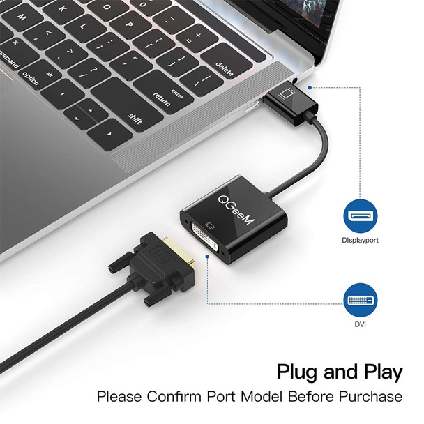 QGEEM QG-HD24 Displayport Male to DVI Female Adapter Cable DP to DVI Converter for HD TV/Monitor/Projector/Laptops/PC