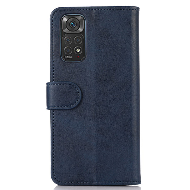 For Xiaomi Redmi Note 11S 4G/Note 11 4G (Qualcomm) Textured PU Leather Folio Flip Phone Case Full Protection Wallet Stand Cover - Blue