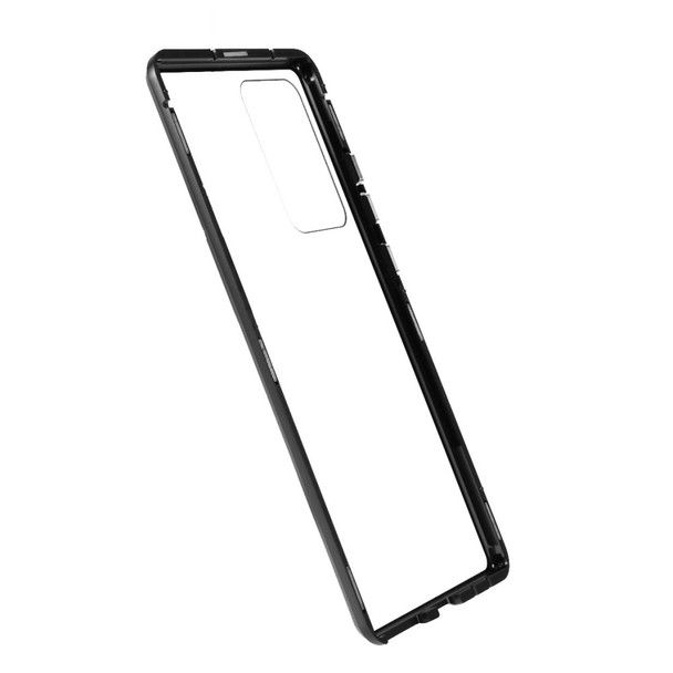 Double-sided Tempered Glass + Magnetic Adsorption Metal Frame Cover for Samsung Galaxy Note20 Ultra/Note20 Ultra 5G - Black