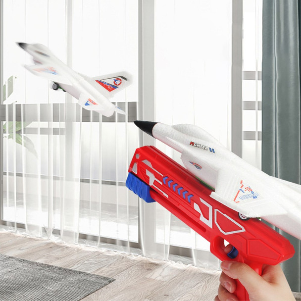 Launcher Flying Airplane Toys Throwing Kids Plane Toys Boys Birthday Gift (1 Launcher+2 Airplane Toys) - White