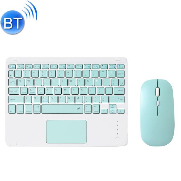 871 9.7 Inch Portable Tablet Bluetooth Keyboard With Touchpad + Mouse Set for iPad(Mint Green + Mouse)