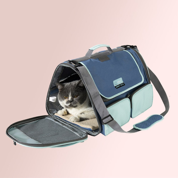 LDLC QS-062 Breathable Cat Carrier Bag Portable Handbag Outdoor Dog Puppy Single Shoulder Bag - Blue