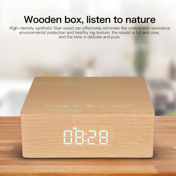 Q5C Multifunctional Wooden Touch Clock Display Bluetooth Speaker, Support TF Card & U Disk & 3.5mm AUX(Walnut)