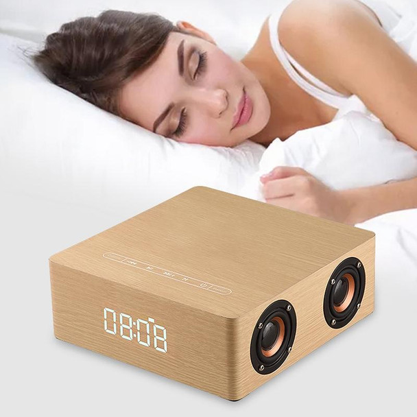Q5C Multifunctional Wooden Touch Clock Display Bluetooth Speaker, Support TF Card & U Disk & 3.5mm AUX(Walnut)
