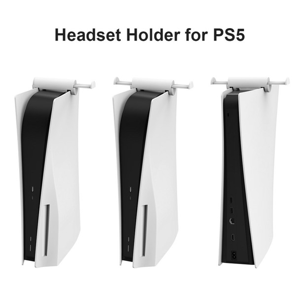 MIKIMAN MP5-001 Retractable Headphone Holder Bracket Headset Support Hanger for PS5 Console Game Accessories - White