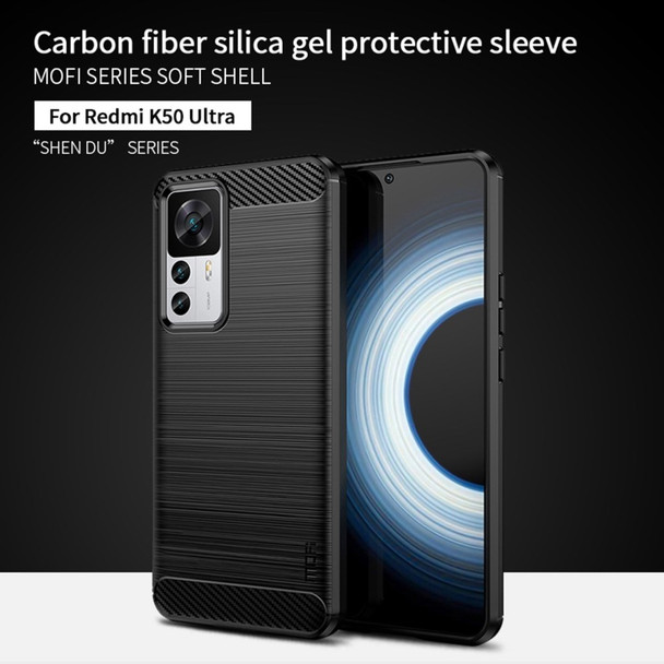 MOFI JK TPU Series-1 for Xiaomi 12T 5G / 12T Pro 5G / Redmi K50 Ultra 5G Anti-fall Soft TPU Case Carbon Fiber Texture Brushed Surface Scratch-resistant Phone Cover - Black