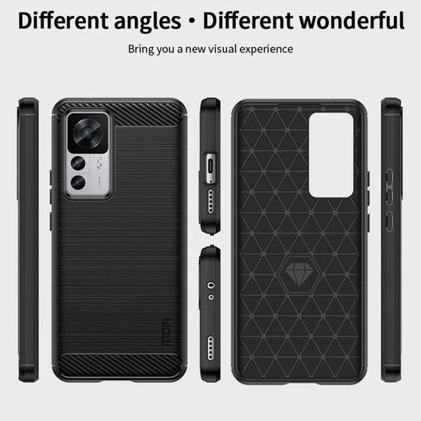 MOFI JK TPU Series-1 for Xiaomi 12T 5G / 12T Pro 5G / Redmi K50 Ultra 5G Anti-fall Soft TPU Case Carbon Fiber Texture Brushed Surface Scratch-resistant Phone Cover - Black