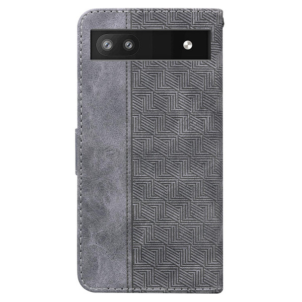 Google Pixel 6a Geometric Embossed Leather Phone Case(Grey)