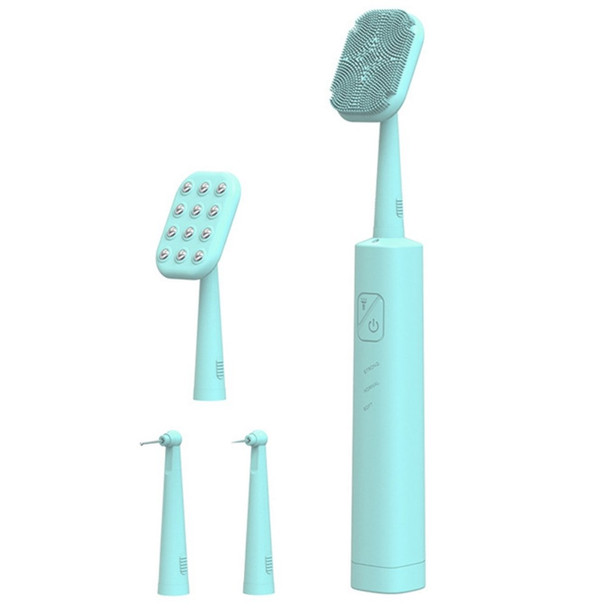 Dental Calculus Scaler Oral Tooth Tartar Remover Portable Sonic Vibrating Teeth Cleaner Multifunctional Facial Cleaner Teeth Whitening Device with LED Light - Blue