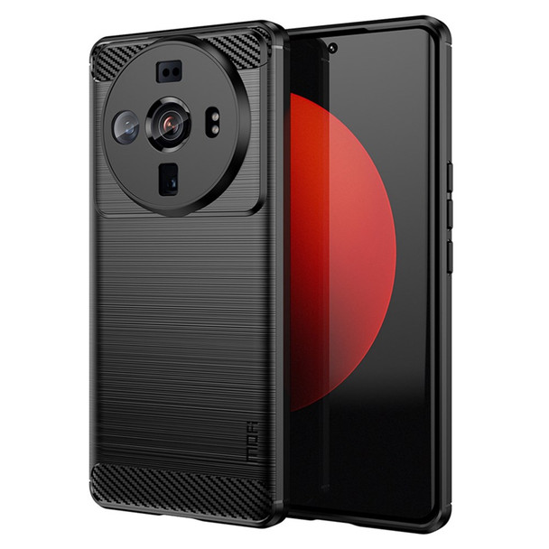 MOFI JK TPU Series-1 for Xiaomi 12S Ultra 5G Anti-scratch Brushed Surface Soft TPU Drop-proof Case Carbon Fiber Phone Shell - Black