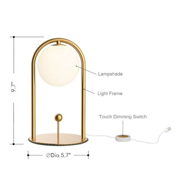 COMELY LINGLONG-B 4.5W Modern USB Night Light Touch Dimming LED Table Lamp Home Bedroom Decor - Gold