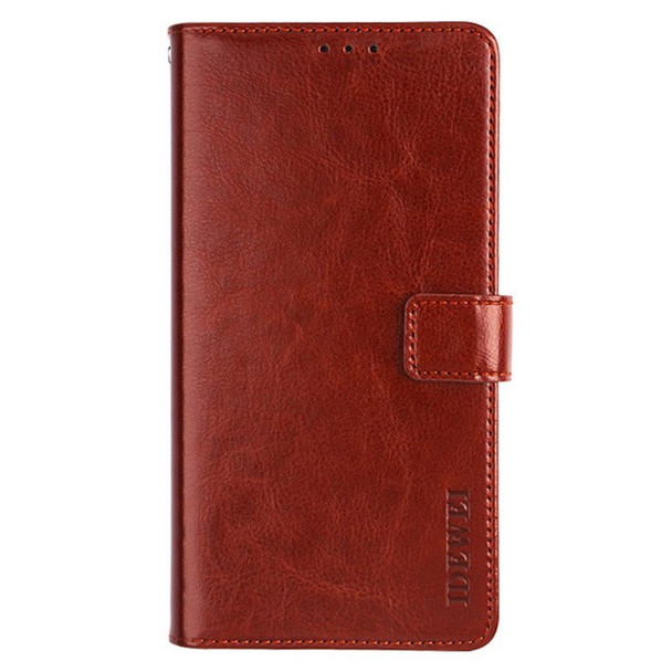 IDEWEI For Realme 10 Pro 5G Crazy Horse Texture PU Leather Flip Wallet Cover Stand Feature Phone Shell Case - Brown