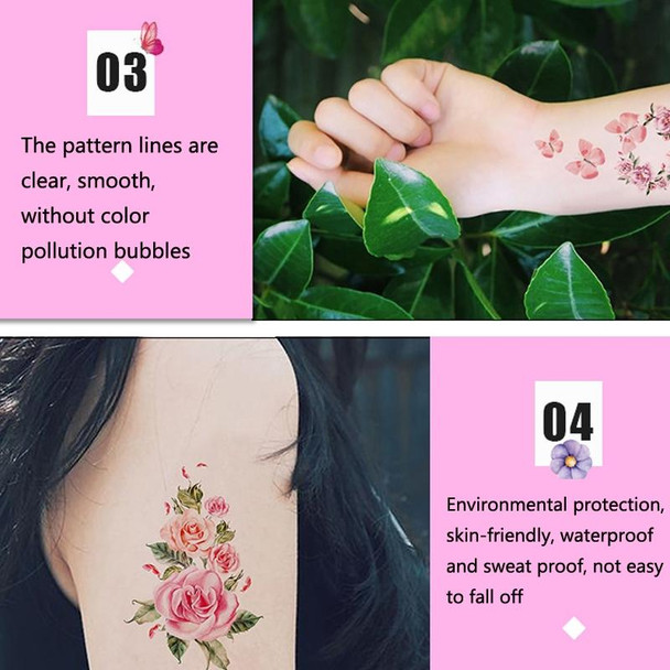 50 PCS Literary Small Fresh Flower Tattoo Sticker Rose Waterproof Lasting Arm Sticker(Q-019)