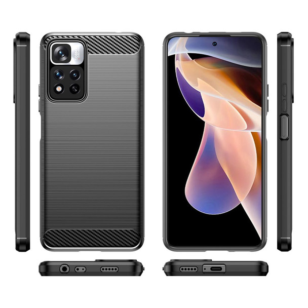 1.8mm Thin Stain-proof Carbon Fiber Brushed Texture Soft TPU Phone Protective Cover for Xiaomi Poco X4 NFC 5G - Black