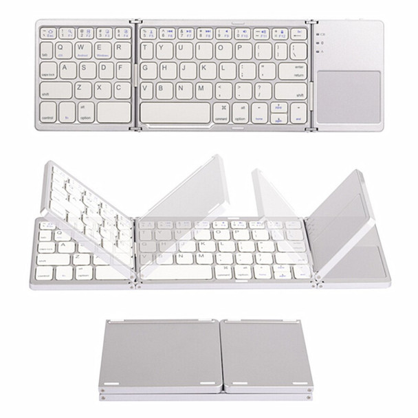 JIUYU Foldable Keyboard Bluetooth Folding Keyboard with Touchpad for iOS Android Windows Smartphone Tablet - Silver