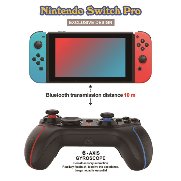 S818 BT 4.0 Wireless Gaming Controller Joystick Programmable 6-Axis Game Handle for Nintendo Switch/iOS/Android - Left Red Right Blue