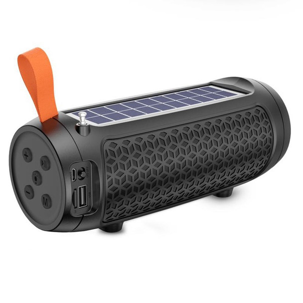 DV-215 Portable Outdoor Solar Rechargeable Bluetooth Speaker LED Flashlight FM Radio Wireless Music Subwoofer Support TF / U-disk - Black