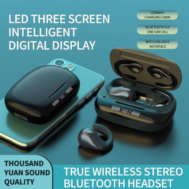 T20 TWS Bluetooth 5.0 Touch Wireless Bluetooth Earphone with Three LED Battery Display & Charging Box, Support Call & Voice Assistant(Black)