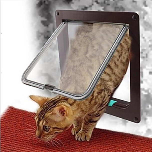 Pet Door 4 Ways Lockable Security Flap Door for Dog Cat Kitten Wall Mount Door Animal Small Pet Cat Dog Gate Door, Size:S(White)