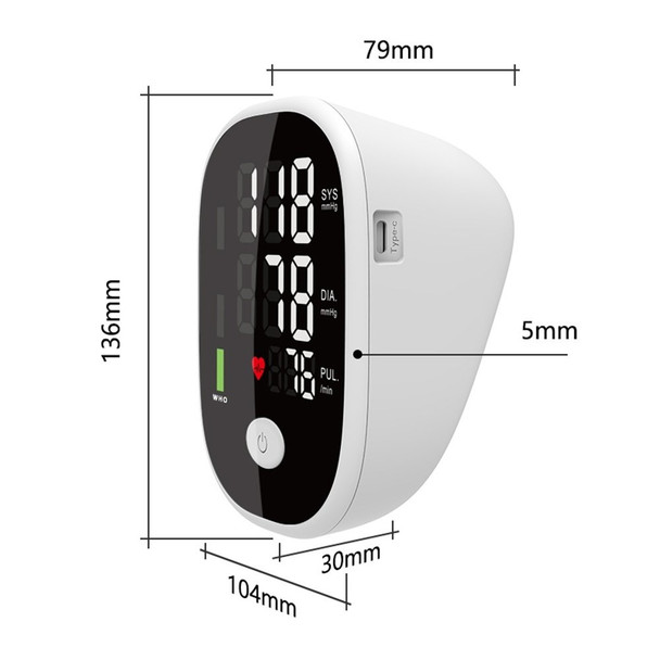 Large Display Arm Type Electric Blood Pressure Monitor Upper Arm Cuff Home Blood Pressure Pulse Tester - Black