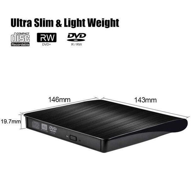 USB 3.0 Brushed External CD / DVD-RW Optical Drive Player