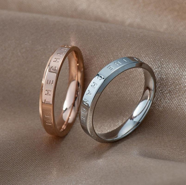 3 PCS Fashion Simple Narrow BE THECHANGE Ring Electroplated 18k Titanium Steel Couple Ring, Size: 8 US Size(Rose Gold)