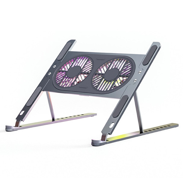 BONERUY P11F Foldable Laptop Cooling Fan Radiator Stand Adjustable Angle Heat Dissipation Notebook Cooler - Large Fan / Grey