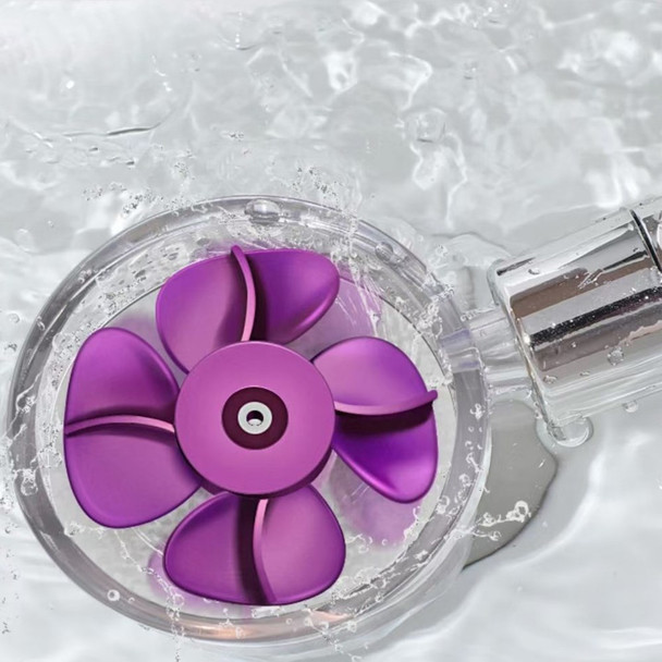 High-Pressure Shower Head Handheld Turbo Fan 360-degree Spinning Water Saving Hydro Jet Shower Head with Filter - Purple