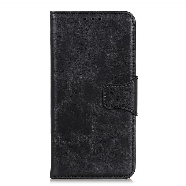 Crazy Horse Texture Stand Wallet Mobile Phone Leather Case for Oppo A54 5G/A74 5G/A93 5G - Black