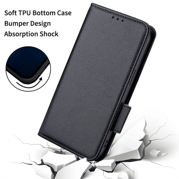 For Oppo A7/AX7/A5s/AX5s/A12 Leather Cover Shock Absorbing Litchi Texture Stand Wallet Phone Case - Black
