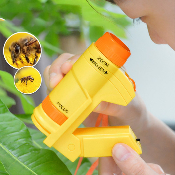 60-180x Kids Science Microscope Handheld Observation Microscope with LED Light Children Educational Toy - 2212 Blue
