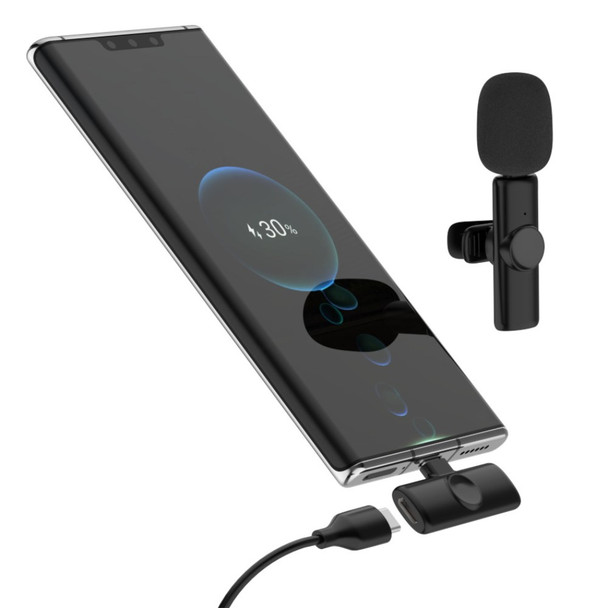 K2 Type-C Wireless Lapel Microphone Plug and Play Noise Reduction Lavalier Mic for Live Interview Mobile Phone Recording