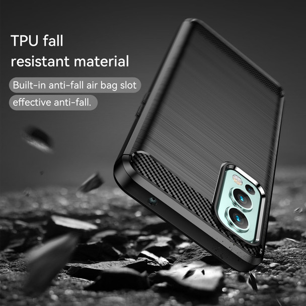 1.8mm Air Cushion TPU Case Brushed Surface Carbon Fiber Texture Phone Cover with Heat Dissipation Design for OnePlus Nord 2 5G - Black