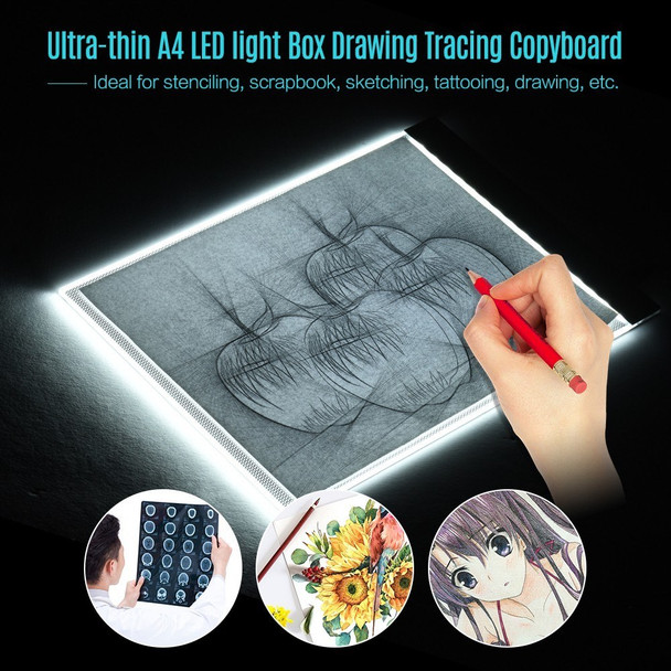 A4 Size LED Light Box Drawing Tracing Tracer Copyboard - 33.3x21.5x0.3cm/3-level Adjustable Brightness
