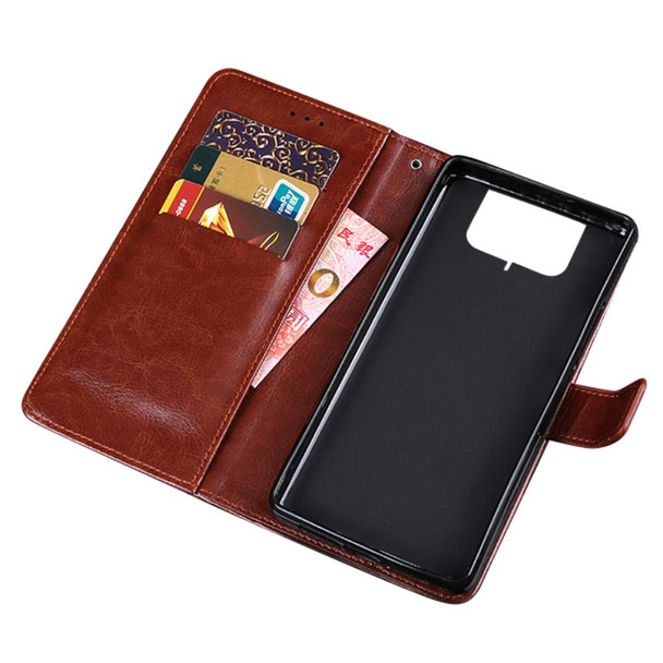 IDEWEI Wallet Stand Case Crazy Horse Texture PU Leather Phone Shell for Asus Zenfone 8 Flip - Brown