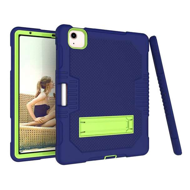 Contrast Color Robot Shockproof Silicon + PC Protective Case with Holder & Pen Slot - iPad Air 2022 / 2020 10.9(Navy Blue+Yellow Green)(Navy Blue+Yellow Green)