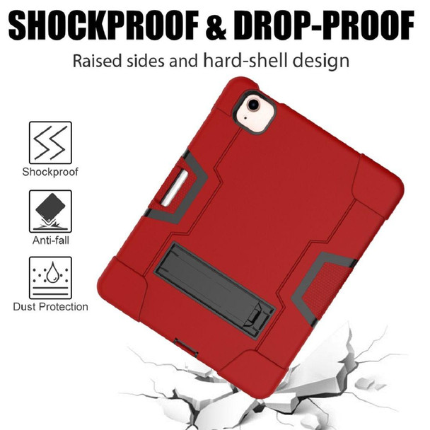 iPad Air 2022 / 2020 10.9 Contrast Color Robot Shockproof Silicon + PC Protective Case with Holder & Pen Slot(Red + Black)