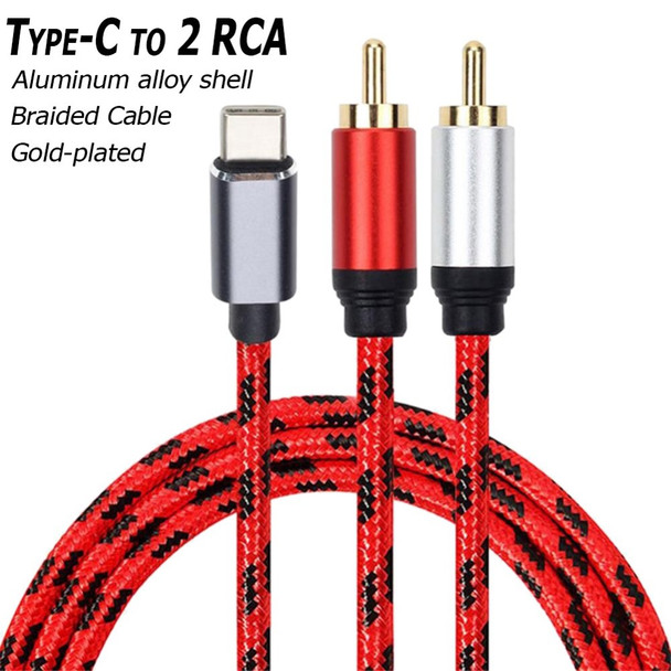 3m Type-C Male to Dual RCA Male Conversion Cable Audio Adapter Y Splitter Cord