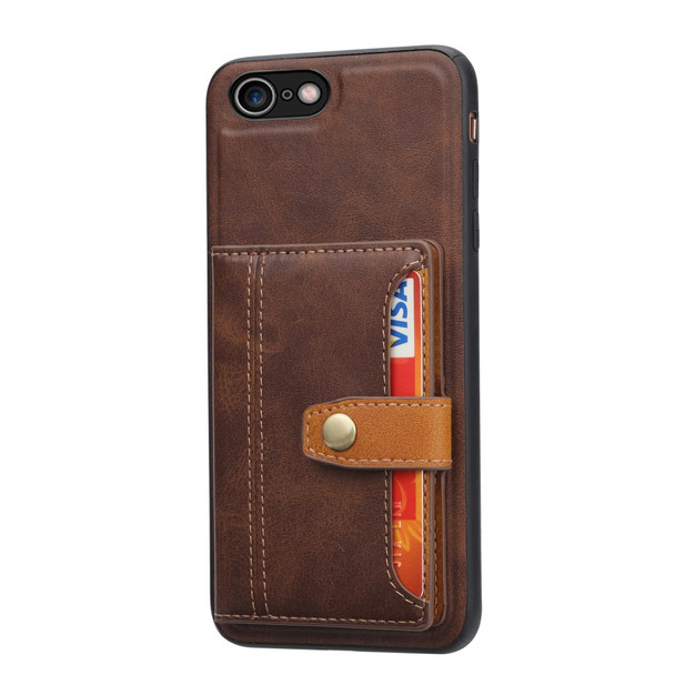 PU Leather Coated TPU Case [Card Slots] [Kickstand] for iPhone 7/8/SE (2020)/SE (2022) - Brown