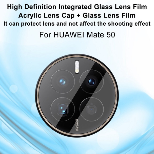 IMAK For Huawei Mate 50 4G Clear Integrated Camera Lens Protector Tempered Glass Lens Film + Acrylic Lens Cap