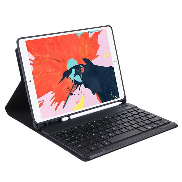 T07BB - iPad 9.7 inch / iPad Pro 9.7 inch / iPad Air 2 / Air (2018 & 2017) TPU Candy Color Ultra-thin Bluetooth Keyboard Tablet Case with Stand & Pen Slot(Black)