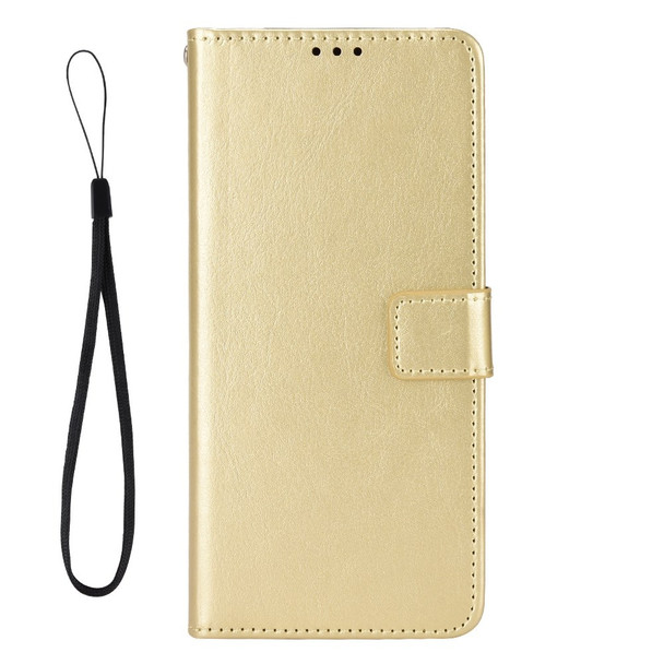 For OnePlus Nord 2T 5G Shockproof PU Leather Flip Case Crazy Horse Texture Inner TPU Anti-Scratch Stand Wallet Cover with Strap - Gold