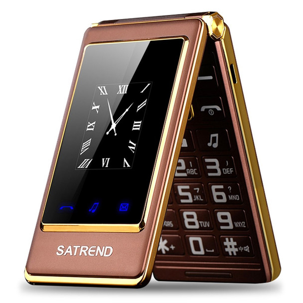SATREND A15 3.0inch Dual Screen Dual SIM Flip Cell Phone for Elderly GSM 800 / 850 / 900 / 1800 Clamshell Mobile Phone Support Handwriting - Coffee